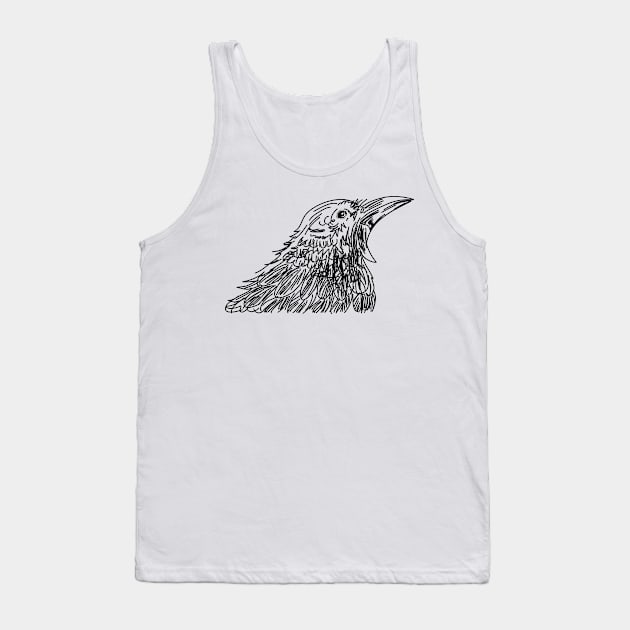 Sketchy Shouting Bird Tank Top by SWON Design